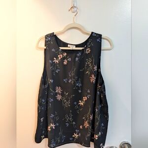 REITMANS - Floral Black Sleeveless Top (XL)